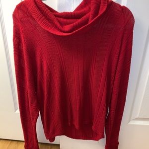 Lucky Brand cowl neck red long sleeve